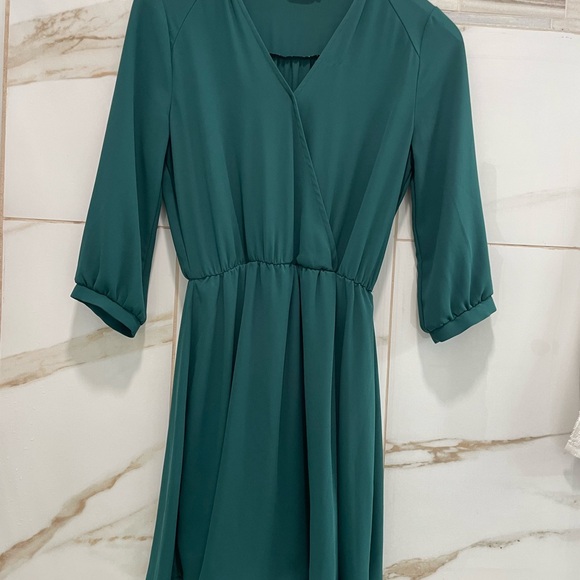 Lush Teal Wrap Dress - Picture 3 of 9
